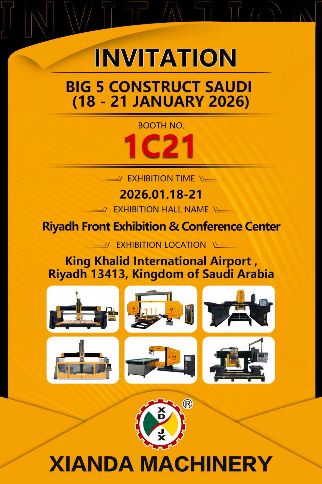 XIANDA MACHINERY lo invita a presenciar las últimas innovaciones en BIG 5 CONSTRUCT SAUDI 2026